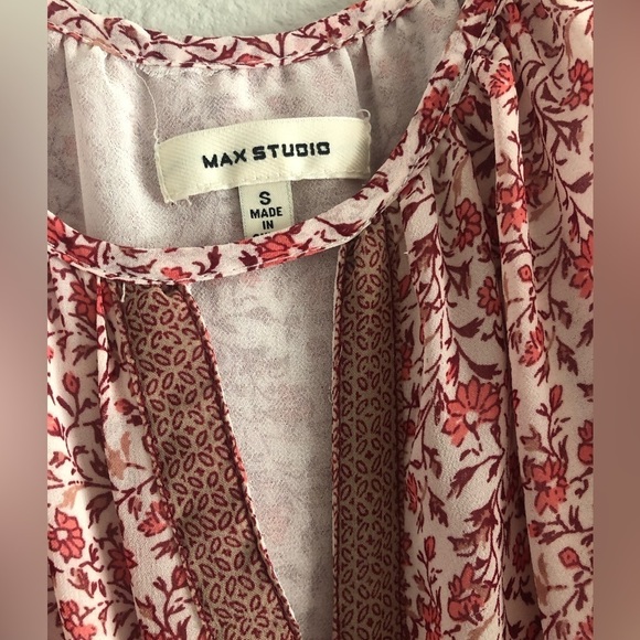 Max Studio Boho Long Sleeve Floral Blouse size Small - Picture 4 of 4